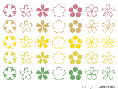 桜 ピンク カラー カラフル イラスト ベクター 手描き風 桜 ピンク カラー カラフル イラスト ベクター 手描き風 136624405