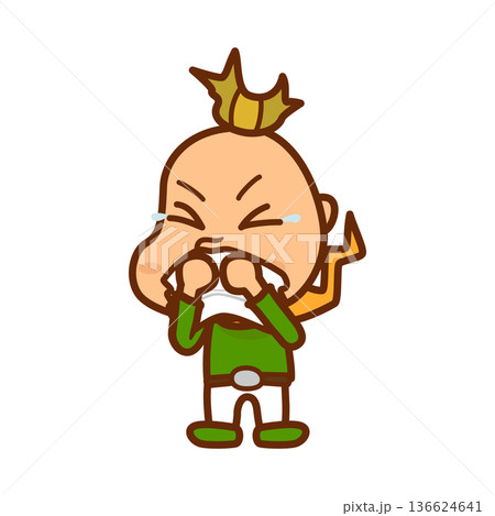 ティッシュで鼻を噛む男の子のイラスト 136624641