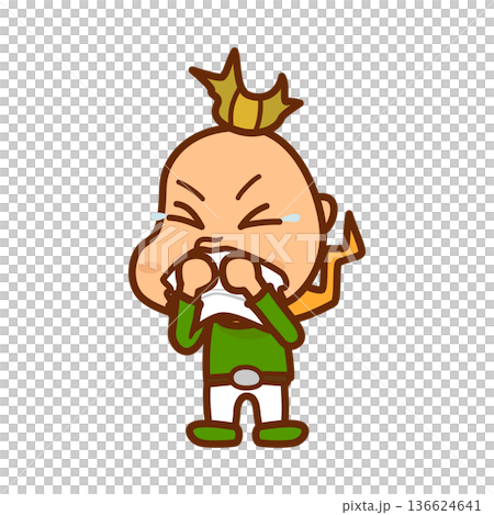 ティッシュで鼻を噛む男の子のイラスト 136624641
