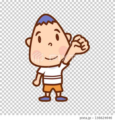 男孩玩石頭剪刀布的插圖 136624646