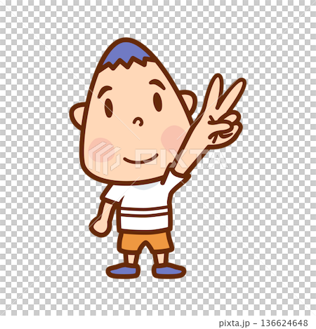 Illustration of a boy showing scissors in rock-paper-scissors Illustration of a boy showing scissors in rock-paper-scissors 136624648
