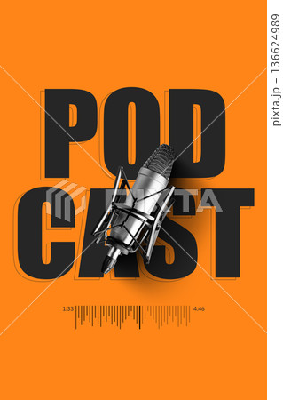 Discussion of various topics on a podcast with engaging visuals and sound elements 136624989