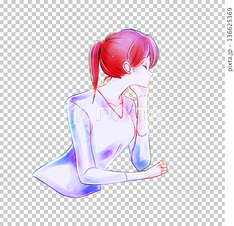 女人手托下巴，背光而立 136625369