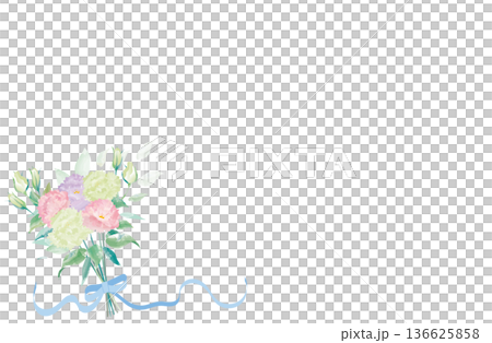 水彩風格洋桔梗花束相框材料 136625858