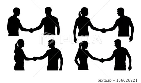 Black Solid Hurdle Sportsmanship Silhouettes Set of Six on White Background 136626221