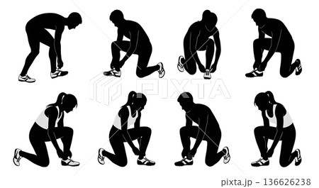 Black Solid Hurdle Track Spikes Silhouettes Set of Six on White Background Black Solid Hurdle Track Spikes Silhouettes Set of Six on White Background 136626238