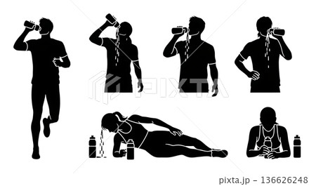 Black Solid Hurdle Water Break Silhouettes Set of Six on White Background Black Solid Hurdle Water Break Silhouettes Set of Six on White Background 136626248