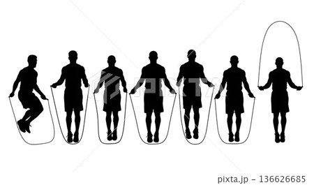 Black Solid Single Under Jumpers Silhouettes Set of Six on White Background 136626685