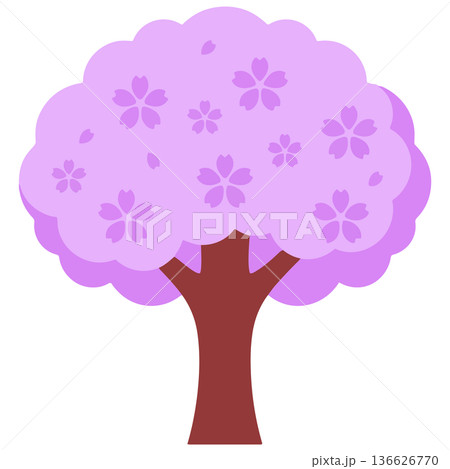 ふんわりとしたピンクの花びらが満開に咲き誇る桜の木は、春の訪れと共に新しい未来への希望を感じさせる 136626770