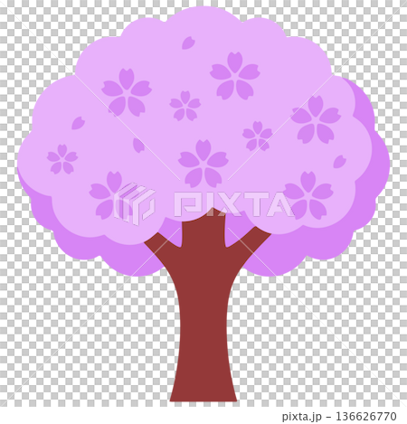 ふんわりとしたピンクの花びらが満開に咲き誇る桜の木は、春の訪れと共に新しい未来への希望を感じさせる 136626770