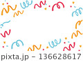 リボンの舞うポップなフレームデザイン背景 136628617