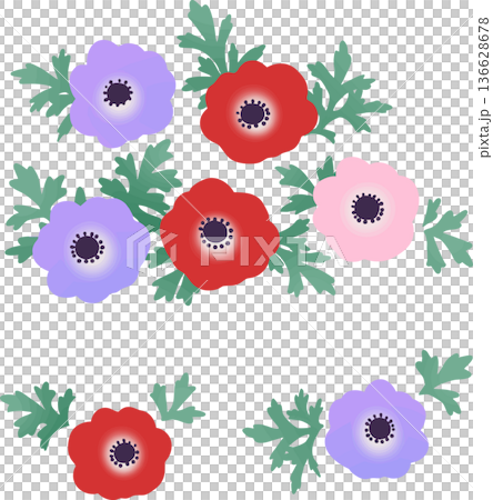 アネモネのベクターイラスト 春の花のシンプルなフラワー素材 アネモネのベクターイラスト 春の花のシンプルなフラワー素材 136628678