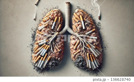 考えさせられるタバコ肺モデル 136628740