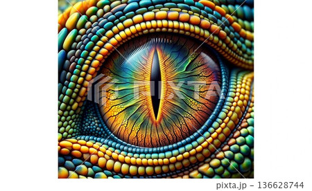鱗に囲まれた詳細な爬虫類の目 136628744