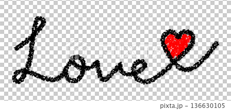 Crayon-style cursive Love heart 136630105