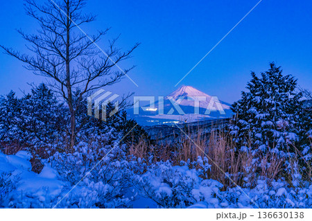 (静岡県)十国峠の雪景色 富士山眺望 (静岡県)十国峠の雪景色 富士山眺望 136630138