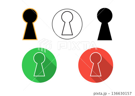 Keyhole Icon Set Showing Security And Privacy Symbols In Flat Silhouette And Outline Styles Keyhole Icon Set Showing Security And Privacy Symbols In Flat Silhouette And Outline Styles 136630157