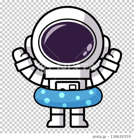 Summer Vacation Astronaut, Cute Space Explorer at Tropical Beach 136630359