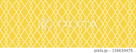 Yellow Boho Tribal Seamless Diamond Pattern 136630478