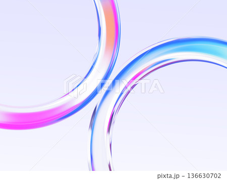 Liquid glass circle lines pattern with holographic gradient texture. Abstract circular 3d bg with rainbow wavy stripes, water streams. Iridescent transparent rings on blue background. 3D illustration Liquid glass circle lines pattern with holographic gradient texture. Abstract circular 3d bg with rainbow wavy stripes, water streams. Iridescent transparent rings on blue background. 3D illustration 136630702