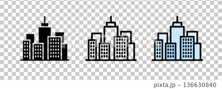 城市和都市、城市酒店、建築圖標、大都市圖標 136630840