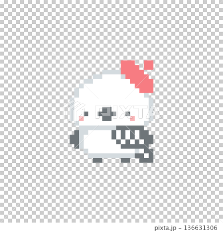 Pixel art of a red beret and a long-tailed tit 136631306