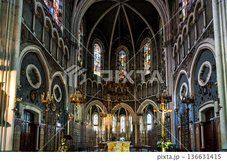 Interior of the Basilica in the Sanctuary of Lourdes, France. Interior of the Basilica in the Sanctuary of Lourdes, France. 136631415