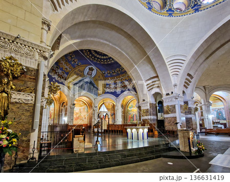 Interior of the Basilica in the Sanctuary of Lourdes, France. Interior of the Basilica in the Sanctuary of Lourdes, France. 136631419
