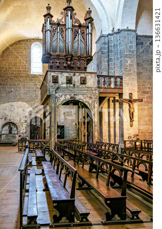 Interior of the Abbey of Saint-Savin near Argeles-Gazost, French Interior of the Abbey of Saint-Savin near Argeles-Gazost, French 136631421