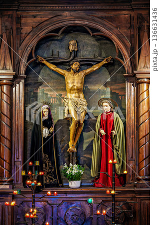 Interior of St Jean Baptiste church in Saint Jean de Luz in Fran Interior of St Jean Baptiste church in Saint Jean de Luz in Fran 136631436