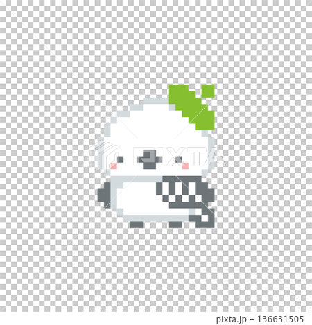 緑色のベレー帽とシマエナガのドット絵 緑色のベレー帽とシマエナガのドット絵 136631505