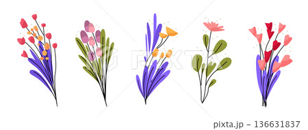 8 March womens day floral bouquets celebration colorful flowers leaves abstract design white background 8 March womens day floral bouquets celebration colorful flowers leaves abstract design white background 136631837