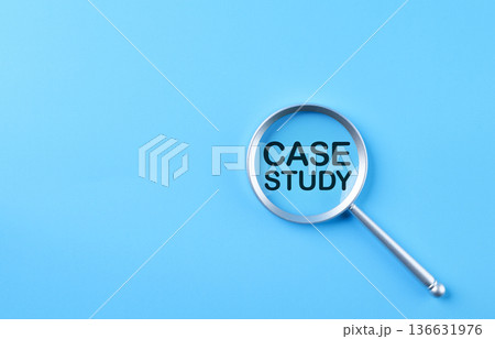 Case study concept. Magnifying glass focusing on text CASE STUDY, representing detailed analysis, research methodology, business insight, academic report and evidence-based strategic decision-making. Case study concept. Magnifying glass focusing on text CASE STUDY, representing detailed analysis, research methodology, business insight, academic report and evidence-based strategic decision-making. 136631976