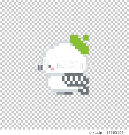 緑のベレー帽とシマエナガのドット絵 136631984