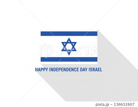 Flat Vector Israel Independence Day Poster with Geometric Flag 136632607