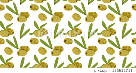Olive Branch Seamless Food Pattern 136632711