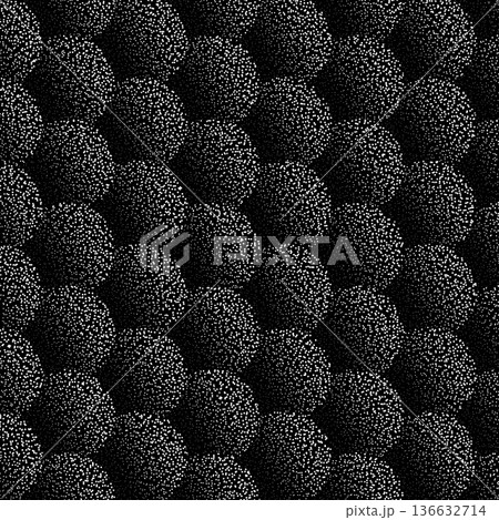 Abstract Stippled Dotted Texture Pattern with White Dots on Black Background Grainy Noise Effect 136632714