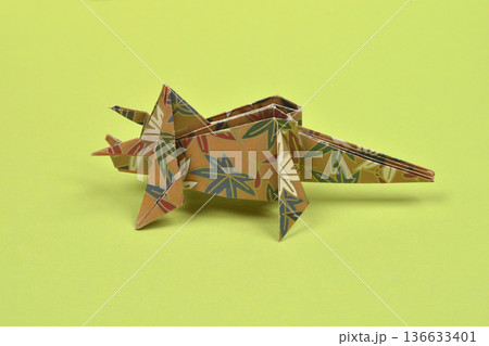 Origami triceratops with floral pattern Origami triceratops with floral pattern 136633401