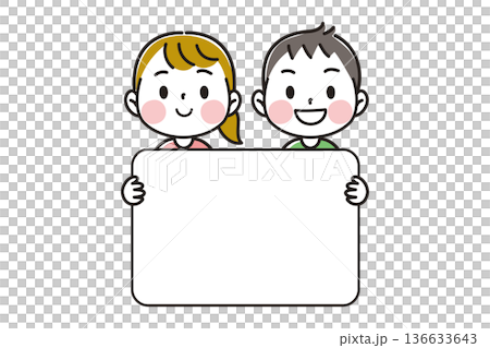 Frame of cute children holding message boards Frame of cute children holding message boards 136633643