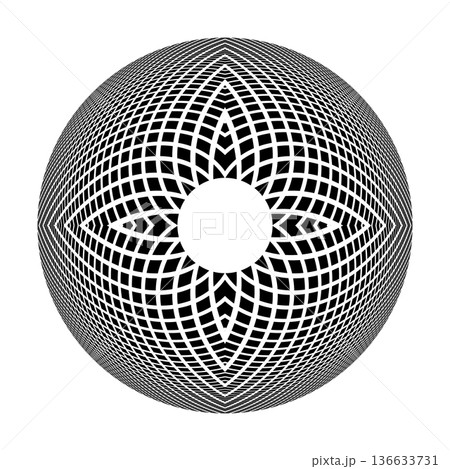 Circle Pattern with 3D Illusion Effect. Round Spherical Design Element. 136633731