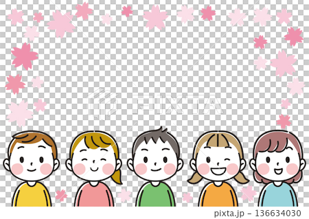Sakura flowers and simple cute children's frame Sakura flowers and simple cute children's frame 136634030