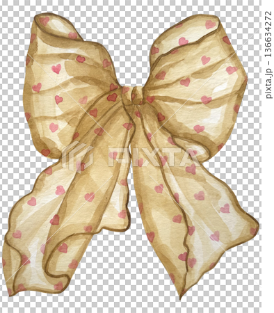 Beige ribbon bow tie. Hand drawn watercolor clip art. Beige ribbon bow tie. Hand drawn watercolor clip art. 136634272