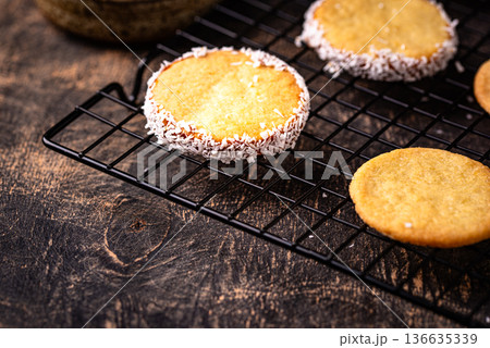 Alfajores, traditional Spanish sandwich cookies Alfajores, traditional Spanish sandwich cookies 136635339