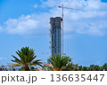 High-rise tower under construction on the Limassol seafront, Cyprus. 136635447
