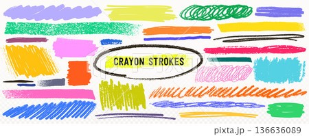 Crayon line highlight scribble strokes in bright pink yellow blue green and orange on transparent background. Crayon line highlight set with rough pencil texture and underline marks Crayon line highlight scribble strokes in bright pink yellow blue green and orange on transparent background. Crayon line highlight set with rough pencil texture and underline marks 136636089