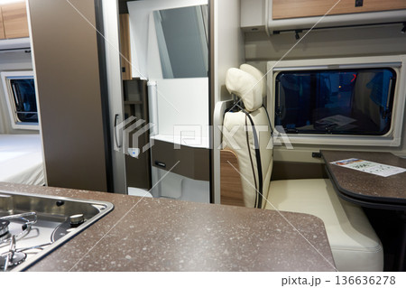 Interior of a camper van 136636278