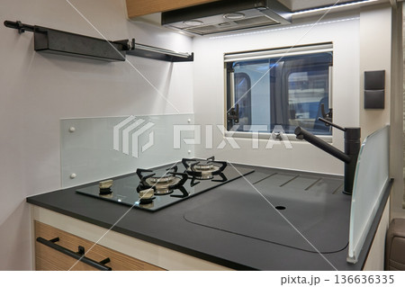 Interior of a camper van 136636335