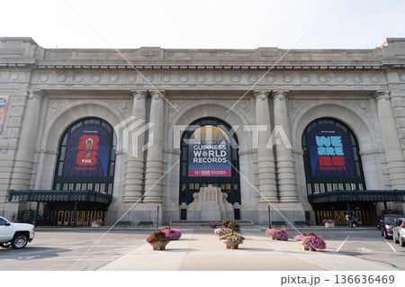 Kansas City, Missouri, USA - August 07, 2025: Historic building of Kansas city union train station. Urban view. Union Station in Kansas City. City street view with architecture building Kansas City, Missouri, USA - August 07, 2025: Historic building of Kansas city union train station. Urban view. Union Station in Kansas City. City street view with architecture building 136636469