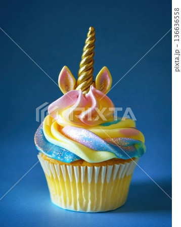 cupcake with whipped cream 136636558