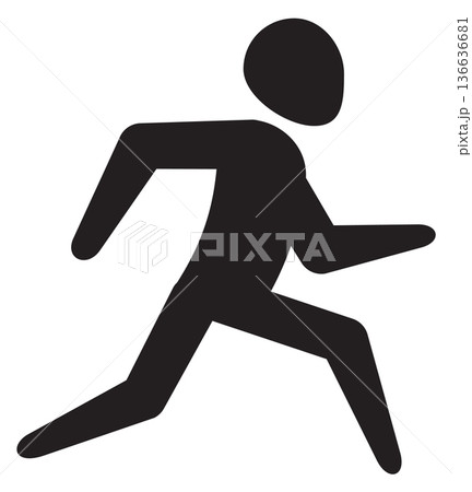 Run away black icon. Fast sport figure 136636681